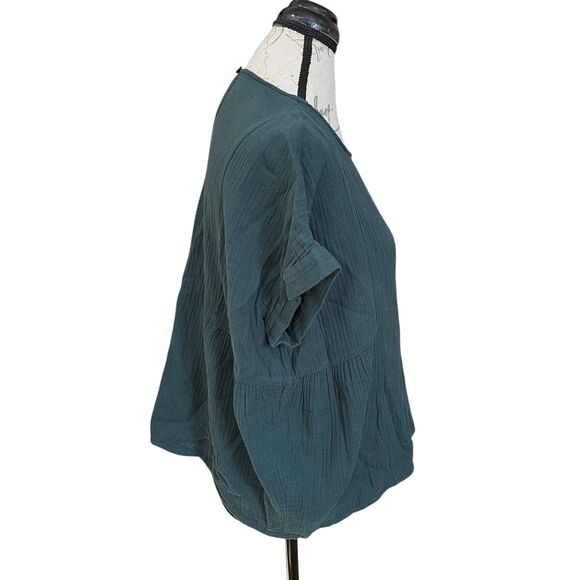 Madewell Womens Blouse Sz Small Lightspun Cuffed-Sleeve Shirred Bohemian Boho - Picture 4 of 12